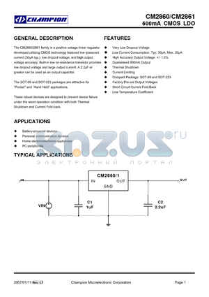 CM2861SIM223 datasheet - 600mA CMOS LDO