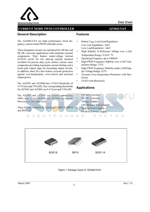 AZ3843MM datasheet - CURRENT MODE PWM CONTROLLER