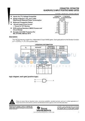 CD54ACT00_06 datasheet - QUADRUPLE 2-INPUT POSITIVE-NAND GATES