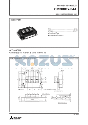 CM300DY-34A datasheet - HIGH POWER SWITCHING USE