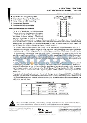 CD54ACT163 datasheet - 4-BIT SYNCHRONOUS BINARY COUNTERS