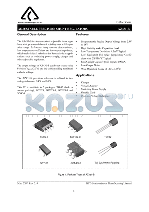 AZ431AM-B datasheet - ADJUSTABLE PRECISION SHUNT REGULATORS