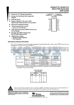 CD54ACT174F3A datasheet - HEX D-TYPE FLIP-FLOPS WITH CLEAR