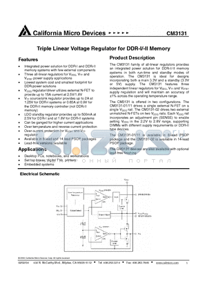 CM3131-11SB datasheet - Triple Linear Voltage Regulator for DDR-I/-II Memory