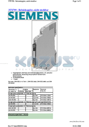 3TX7004-2MB02 datasheet - Relaiskoppler, nicht steckbar