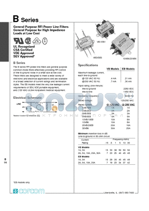 3VB datasheet - General Purpose RFI Power Line Filters General Purpose for High Impedance Loads at Low Cost