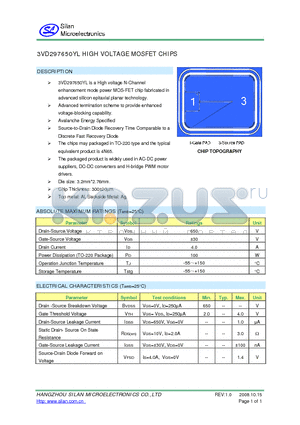 3VD297650YL datasheet - HIGH VOLTAGE MOSFET CHIPS