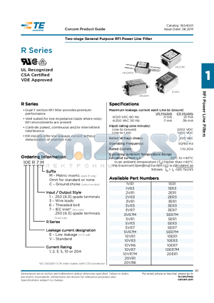 3VR7M datasheet - Two-stage General Purpose RFI Power Line Filter