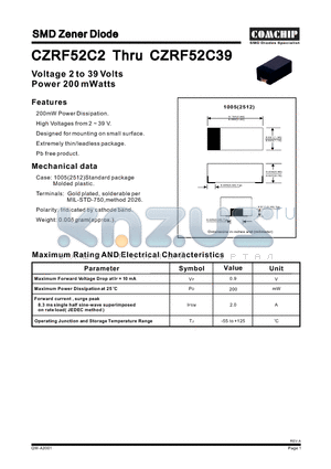 CZRF52C11 datasheet - SMD Zener Diode