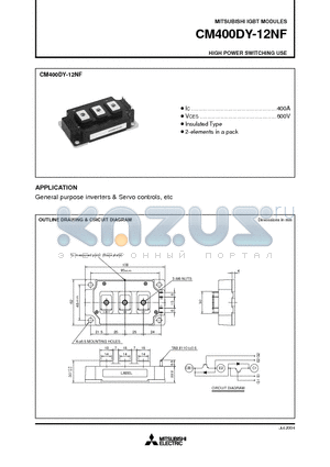 CM400DY-12NF datasheet - HIGH POWER SWITCHING USE