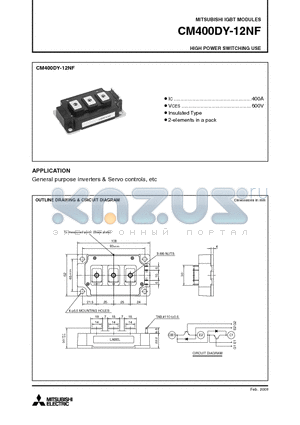 CM400DY-12NF datasheet - IGBT MODULES HIGH POWER SWITCHING USE