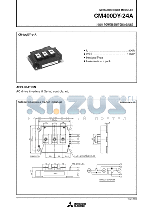 CM400DY-24A datasheet - HIGH POWER SWITCHING USE