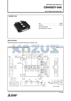 CM400DY-34A_09 datasheet - IGBT MODULES HIGH POWER SWITCHING USE