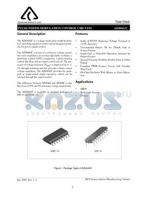 AZ494AM datasheet - PULSE-WIDTH-MODULATION CONTROL CIRCUITS