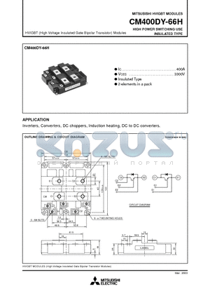 CM400DY-66H datasheet - HVIGBT (High Voltage Insulated Gate Bipolar Transistor) Modules