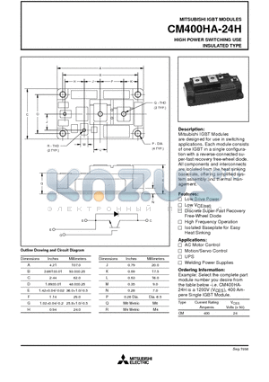 CM400HA-24 datasheet - HIGH POWER SWITCHING USE INSULATED TYPE