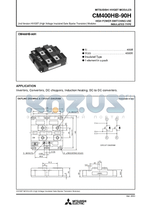 CM400HB-90H datasheet - 2nd-Version HVIGBT (High Voltage Insulated Gate Bipolar Transistor) Modules