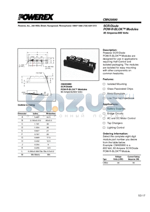 CM420890 datasheet - SCR/Diode POW-R-BLOK Modules 90 Amperes/800 Volts