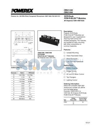 CM421690 datasheet - SCR/Diode POW-R-BLOK Modules 90 Amperes/1200-1600 Volts