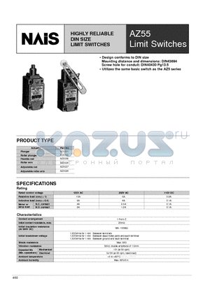 AZ5527 datasheet - HIGHLY RELIABLE DIN SIZE LIMIT SWITCHES