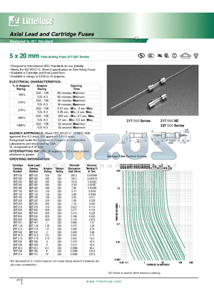 217.315 datasheet - Axial Lead and Cartridge Fuses - Designed to IEC Standard