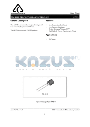 AZ574ZTR datasheet - 33V HIGH PRECISE VOLTAGE REFERENCE