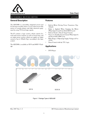 AZ6208BMTR datasheet - REVERSIBLE MOTOR DRIVER