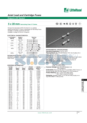217016 datasheet - 5 x 20 mm Fast-Acting Fuse