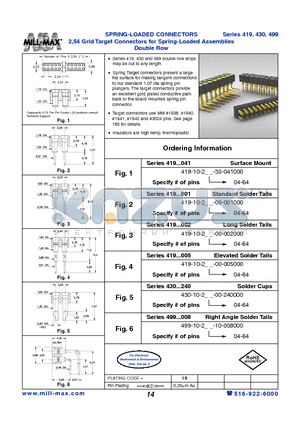 419-10-264-00-001000 datasheet - SPRING-LOADED CONNECTORS 2,54 Grid Target Connectors for Spring-Loaded Assemblies Double Row