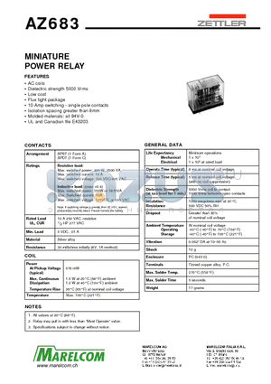 AZ683-1A-220A datasheet - MINIATURE POWER RELAY