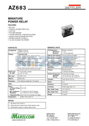 AZ683-1A-24A datasheet - MINIATURE POWER RELAY