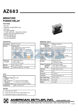 AZ683-1C-50A datasheet - MINIATURE POWER RELAY