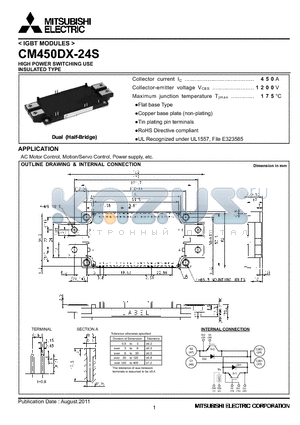 CM450DX-24S datasheet - HIGH POWER SWITCHING USE INSULATED TYPE