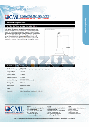 CM449X12V datasheet - Marine Halogen Lamp