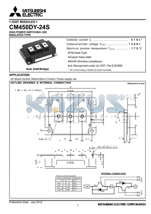 CM450DY-24S datasheet - HIGH POWER SWITCHING USE INSULATED TYPE