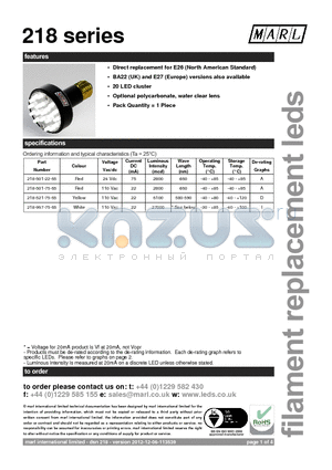 218-521-23-65 datasheet - Direct replacement for E26 (North American Standard)