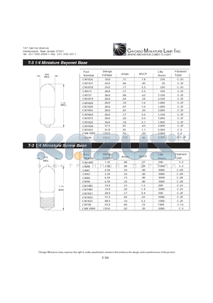 CM48 datasheet - T-3 1/4 Miniature Bayonet Base