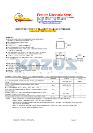 3.0SMCJ12 datasheet - 3000W SURFACE MOUNT TRANSIENT VOLTAGE SUPPRESSOR