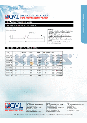 CM5008WW datasheet - T-5 Aviation Fluorescent Lamps