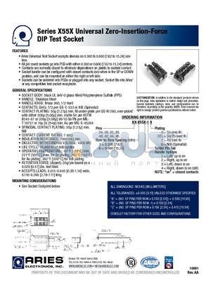 42-3553-16 datasheet - Universal Zero-Insertion-Force DIP Test Socket