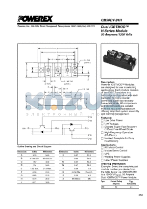 CM50DY-24H datasheet - Dual IGBTMOD 50 Amperes/1200 Volts