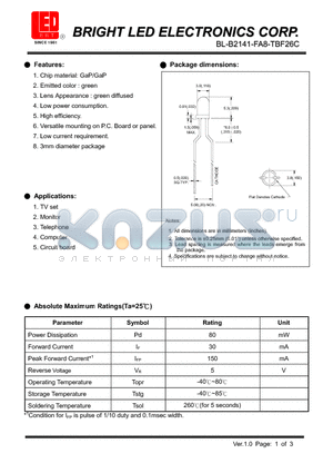 BL-B2141-FA8-TBF26C datasheet - Chip material:gap/gap