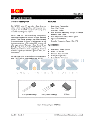 AZ7023ZTR-E1 datasheet - VOLTAGE DETECTOR