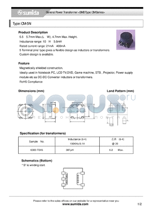 CM5NNP-121 datasheet - General Power Transformer