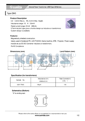 CM5NP-102 datasheet - General Power Transformer