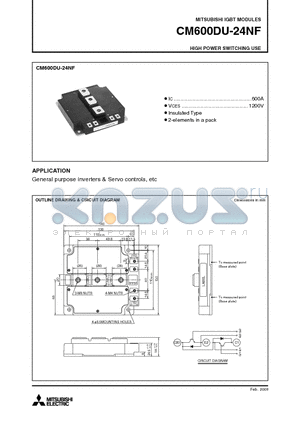 CM600DU-24NF datasheet - IGBT MODULES HIGH POWER SWITCHING USE