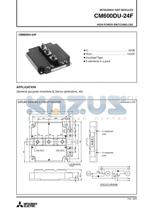 CM600DU-24F datasheet - IGBT MODULES HIGH POWER SWITCHING USE