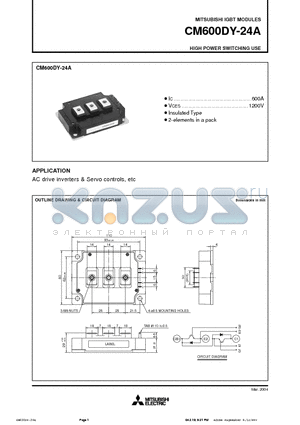 CM600DY-24A datasheet - HIGH POWER SWITCHING USE
