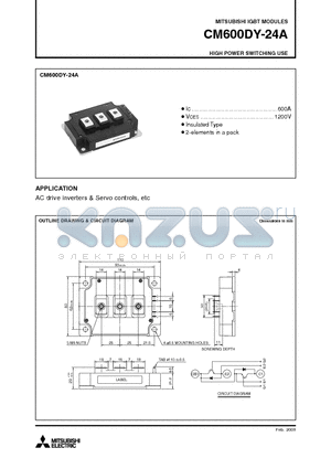 CM600DY-24A datasheet - IGBT MODULES HIGH POWER SWITCHING USE