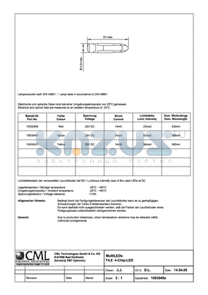 15030451 datasheet - MultiLEDs T4,6 4-Chip-LED